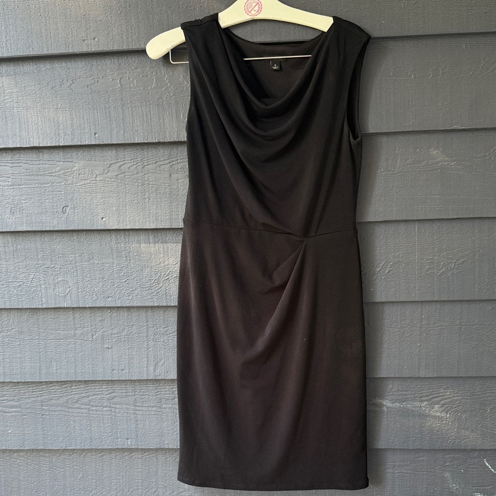 Ann Taylor Black Draped Mini Dress